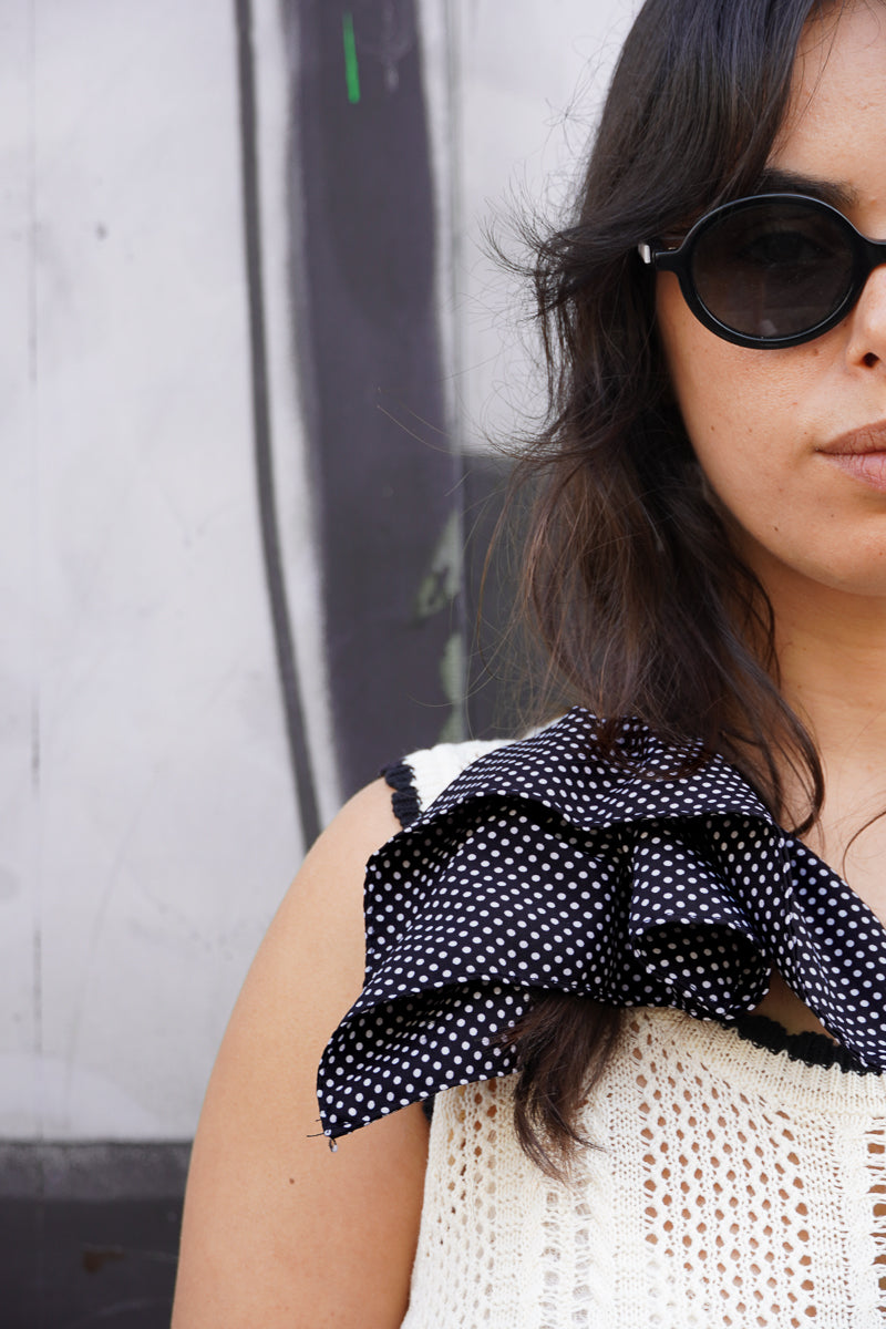 Black polka dot scrunchie