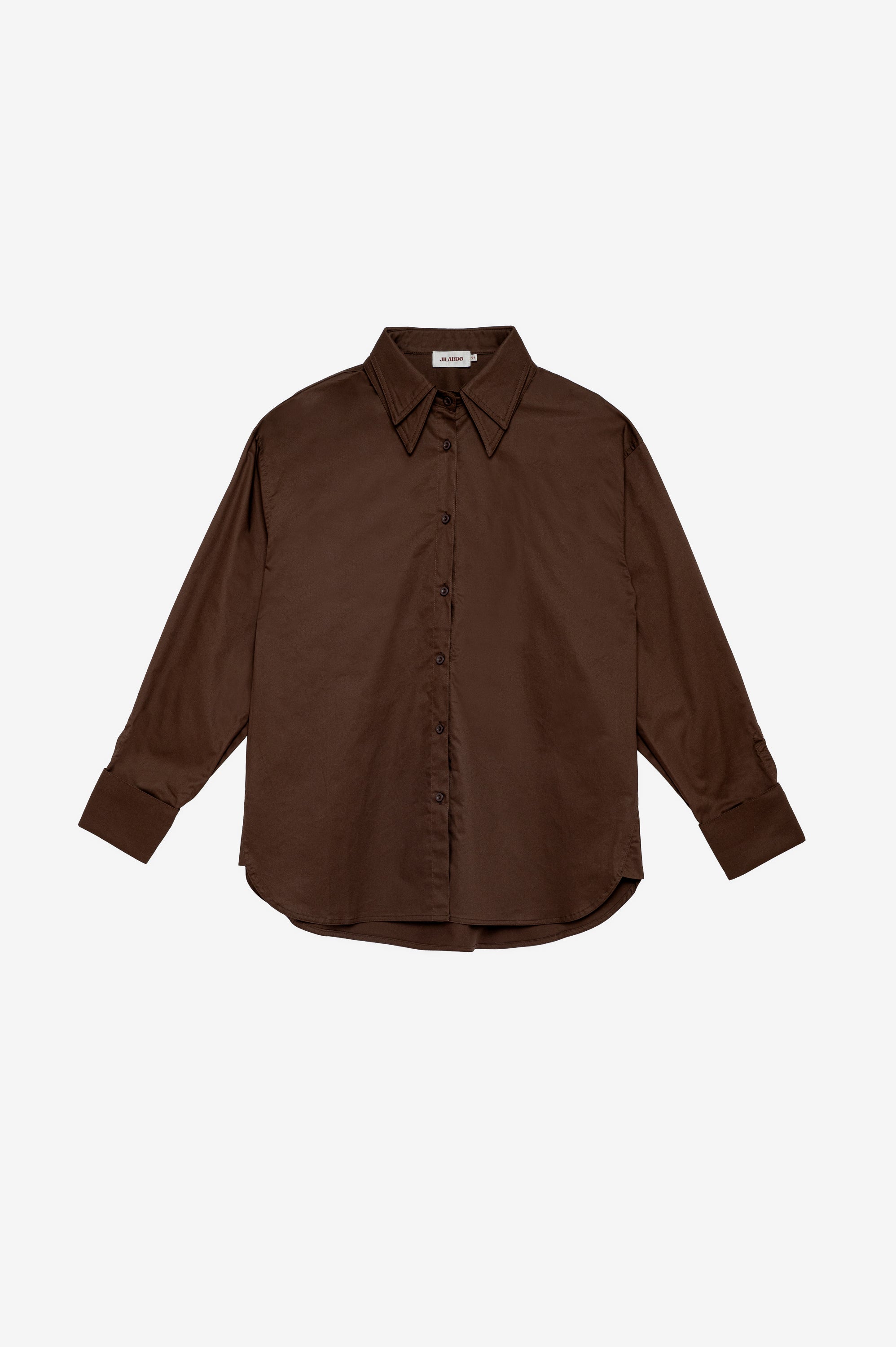 Brown button shirt with double collar