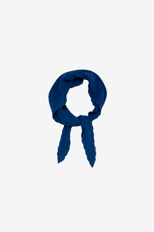 Blue knitted scarf