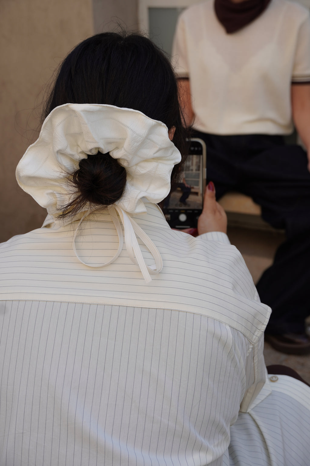 Cream-colored scrunchie 