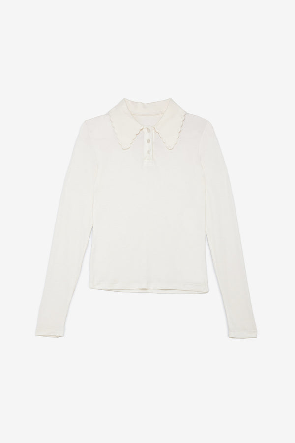 White blouse with lace collar