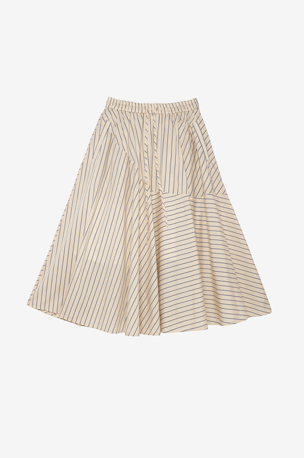 Beige black striped skirt 