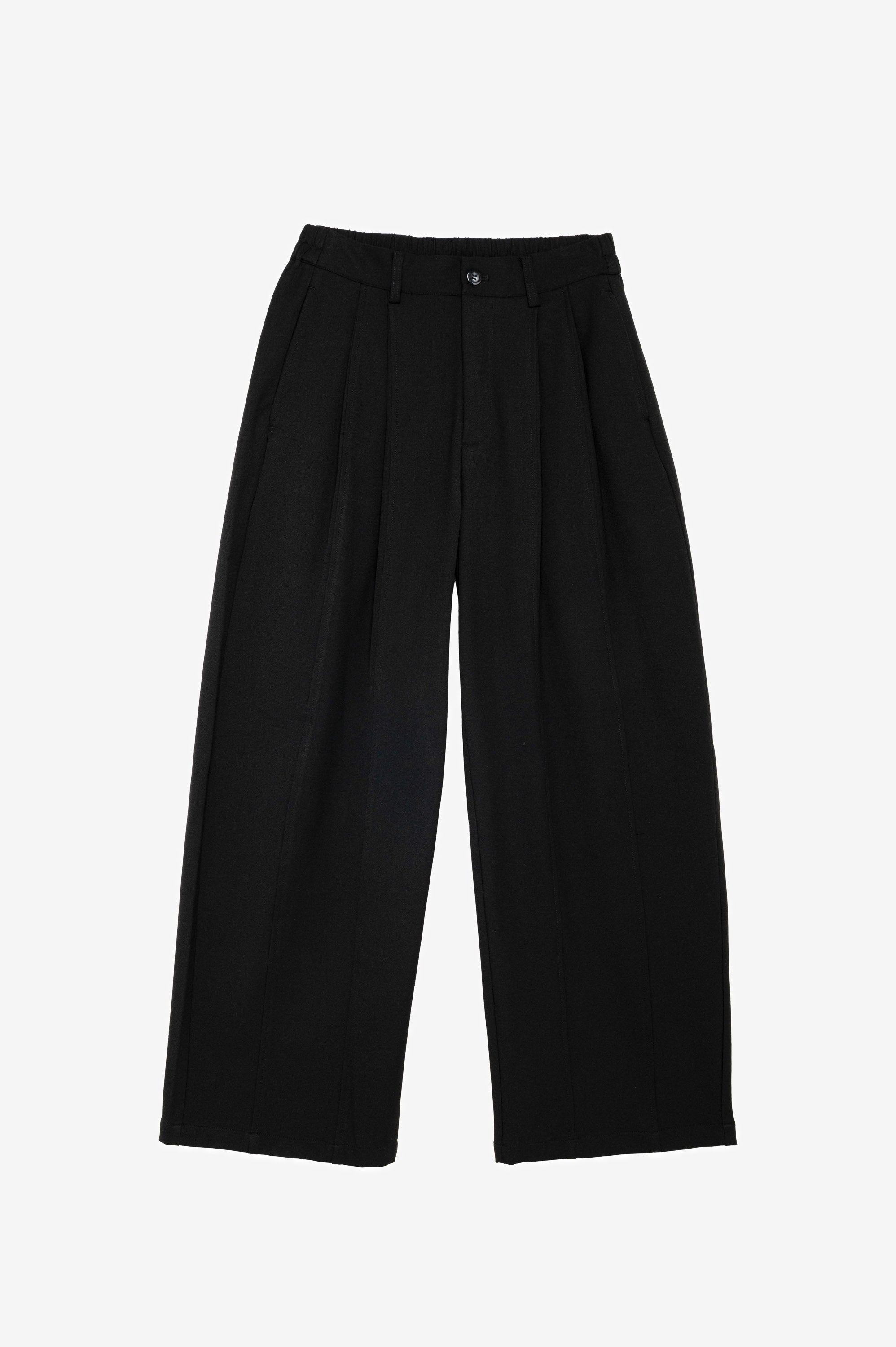 Black wide-leg tailored pants