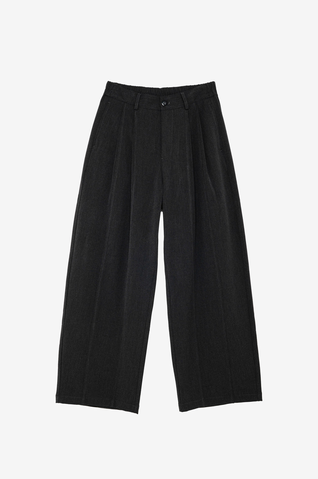 Gray wide-leg tailored pants