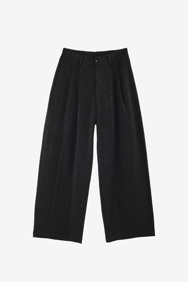 Gray wide-leg tailored pants