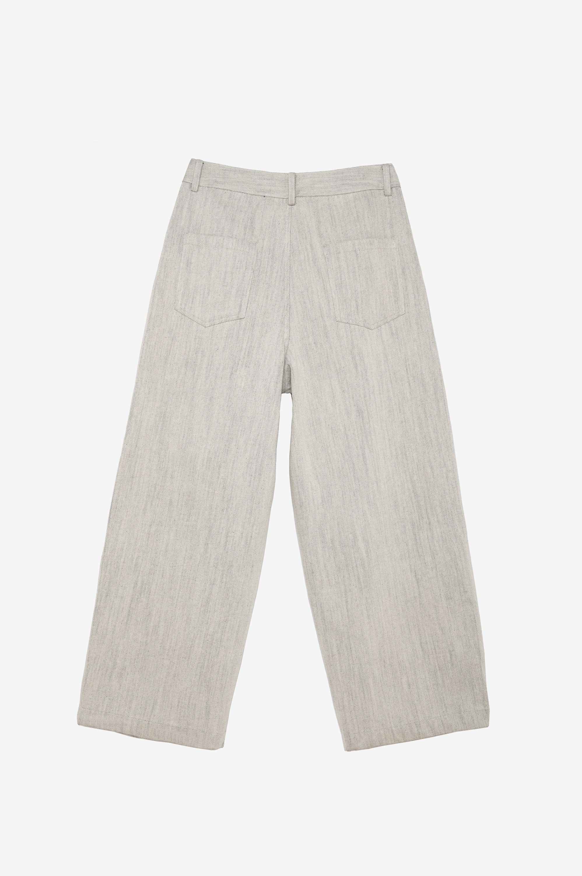 Light grey wide-leg tailored denim pants